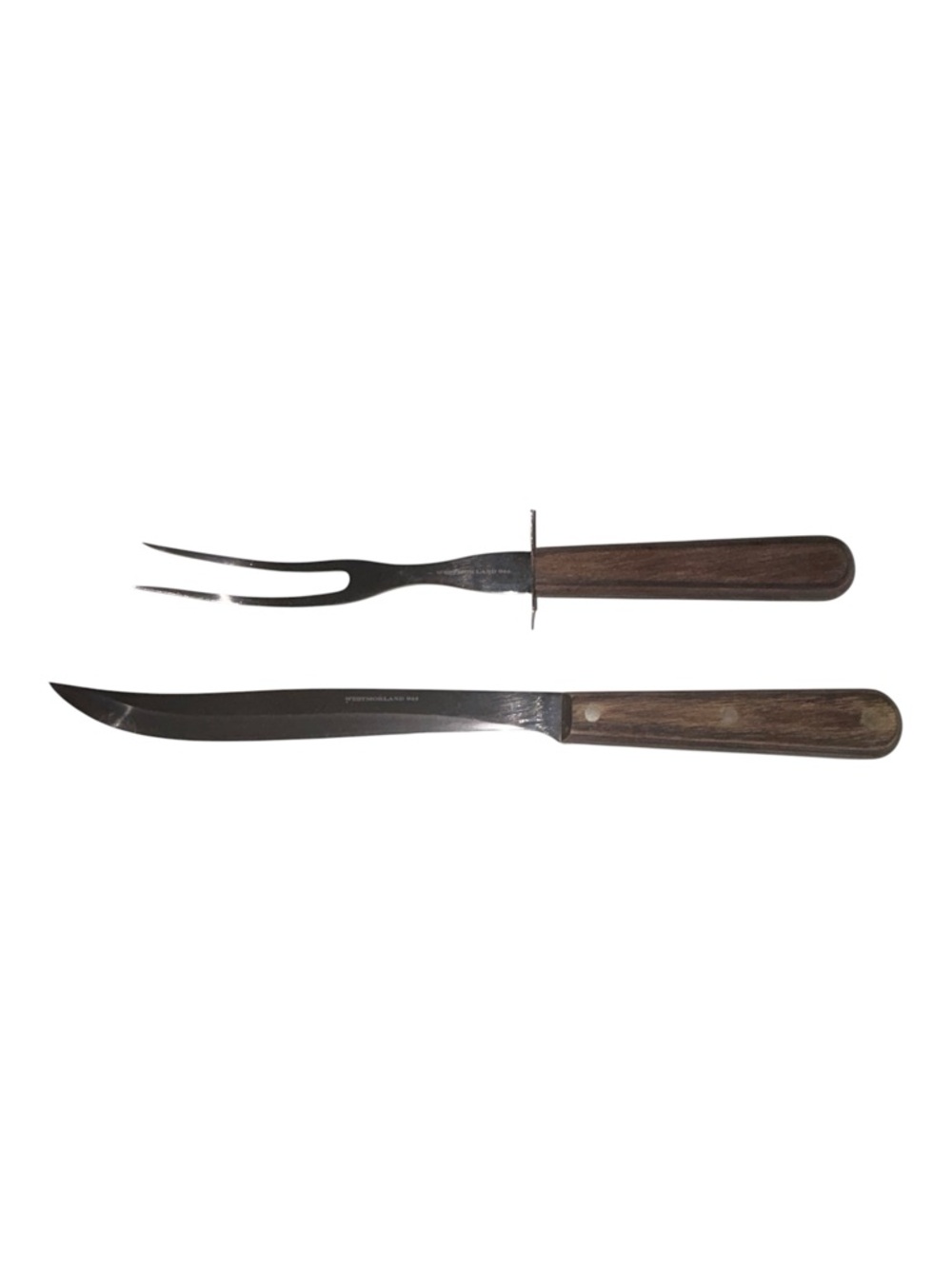 Westmorland 644 Carving Knife Fork Set Stainless Steel Wood Handle Vintage Japan